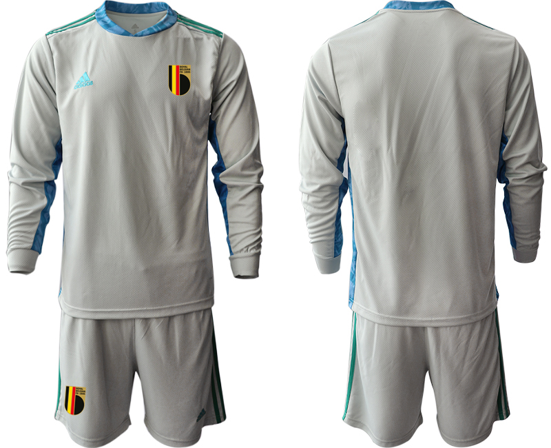 Cheap Men 2021 European Cup Belgium grey Long sleeve goalkeeper Soccer Jersey